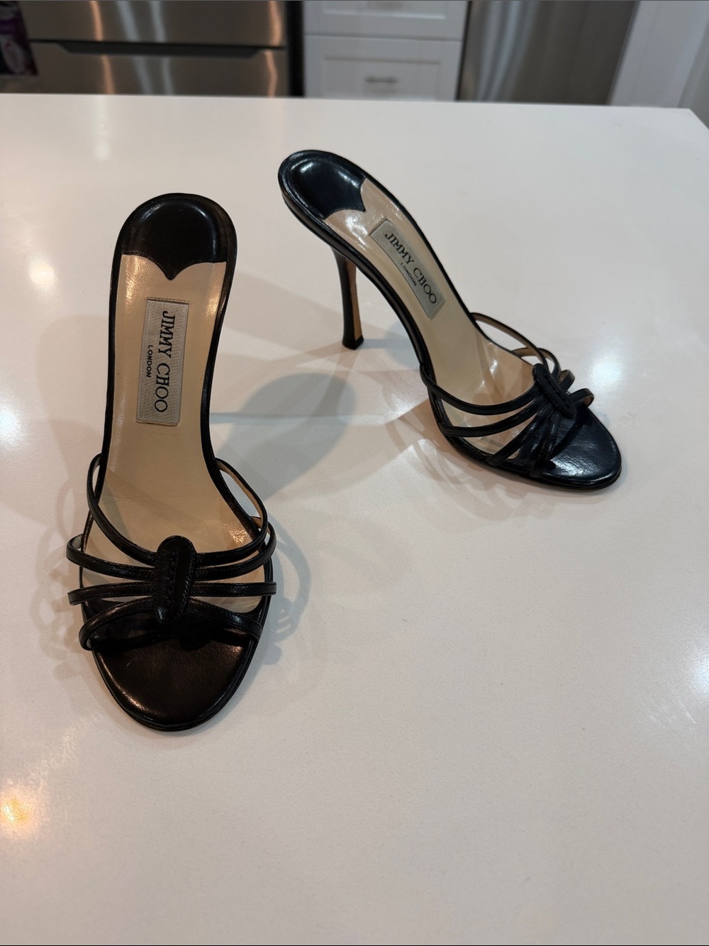 Jimmy Choo Black Strappy Stiletto Sandals